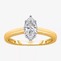 (I / Si2) Womens 1 CT. Lab Grown White Diamond Sterling Silver Marquise Solitaire Engagement Ring