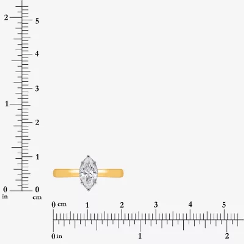 (I / Si2) Womens 1 CT. Lab Grown White Diamond Sterling Silver Marquise Solitaire Engagement Ring