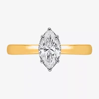 (I / Si2) Womens 1 CT. Lab Grown White Diamond Sterling Silver Marquise Solitaire Engagement Ring