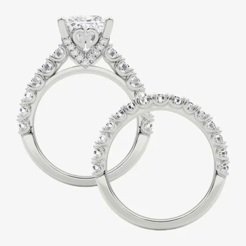 Grown Gorgeous (F / Vs2) Womens 1/ Ct. T.W. Lab White Diamond 14K Gold Rectangular Side Stone Bridal Set