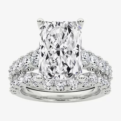 Grown Gorgeous (F / Vs2) Womens 1/ Ct. T.W. Lab White Diamond 14K Gold Rectangular Side Stone Bridal Set