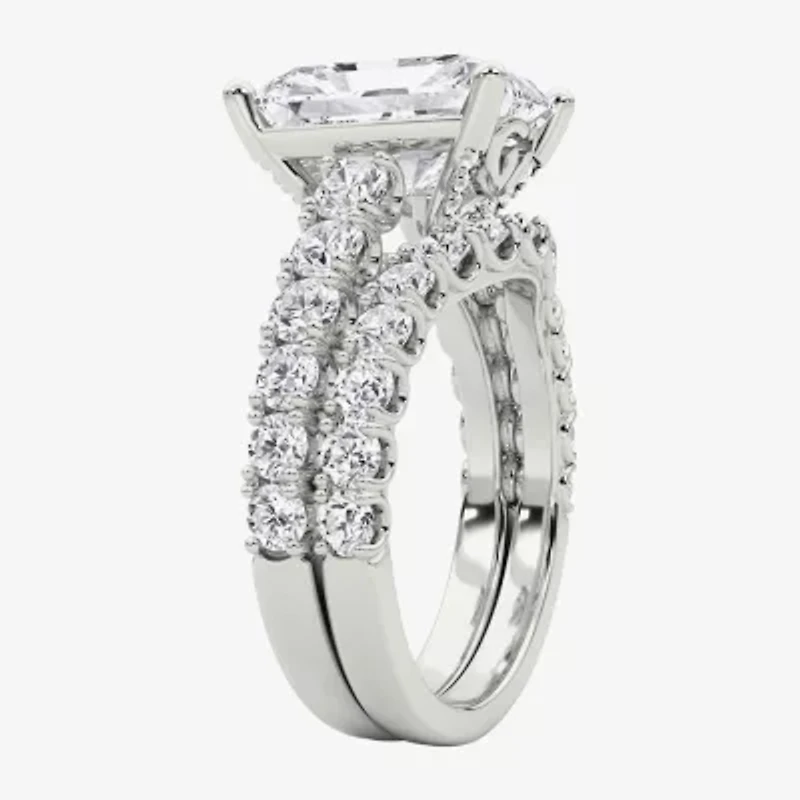 Grown Gorgeous (F / Vs2) Womens 1/ Ct. T.W. Lab White Diamond 14K Gold Rectangular Side Stone Bridal Set