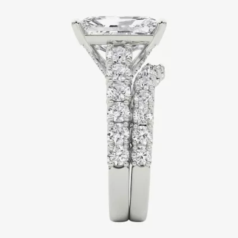 Grown Gorgeous (F / Vs2) Womens 1/ Ct. T.W. Lab White Diamond 14K Gold Rectangular Side Stone Bridal Set