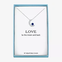 Womens Lab Created Blue Sapphire Pure Silver Over Brass Moon 16 Inch Pendant Necklace