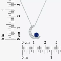 Womens Lab Created Blue Sapphire Pure Silver Over Brass Moon 16 Inch Pendant Necklace