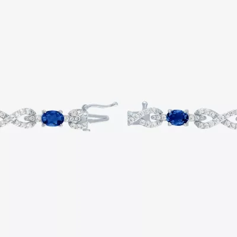 Gemstone Pure Silver Over Brass Infinity 7.5 Inch Tennis Bracelet