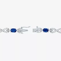 Gemstone Pure Silver Over Brass Infinity 7.5 Inch Tennis Bracelet