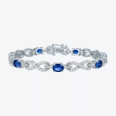 Gemstone Pure Silver Over Brass Infinity 7.5 Inch Tennis Bracelet