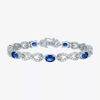 Gemstone Pure Silver Over Brass Infinity 7.5 Inch Tennis Bracelet