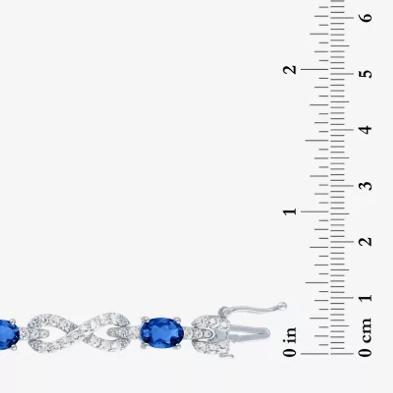 Gemstone Pure Silver Over Brass Infinity 7.5 Inch Tennis Bracelet