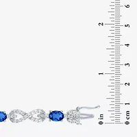 Gemstone Pure Silver Over Brass Infinity 7.5 Inch Tennis Bracelet