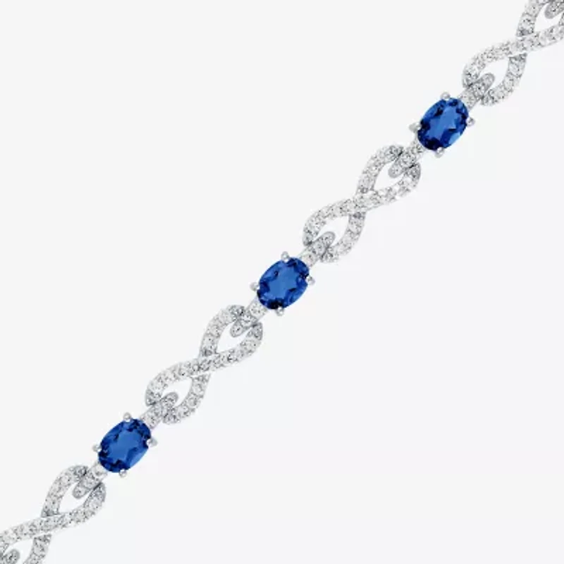 Gemstone Pure Silver Over Brass Infinity 7.5 Inch Tennis Bracelet