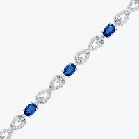 Gemstone Pure Silver Over Brass Infinity 7.5 Inch Tennis Bracelet