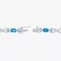 Gemstone Pure Silver Over Brass Infinity 7.5 Inch Tennis Bracelet