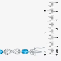 Gemstone Pure Silver Over Brass Infinity 7.5 Inch Tennis Bracelet