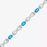 Gemstone Pure Silver Over Brass Infinity 7.5 Inch Tennis Bracelet