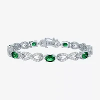 Gemstone Pure Silver Over Brass Infinity 7.5 Inch Tennis Bracelet