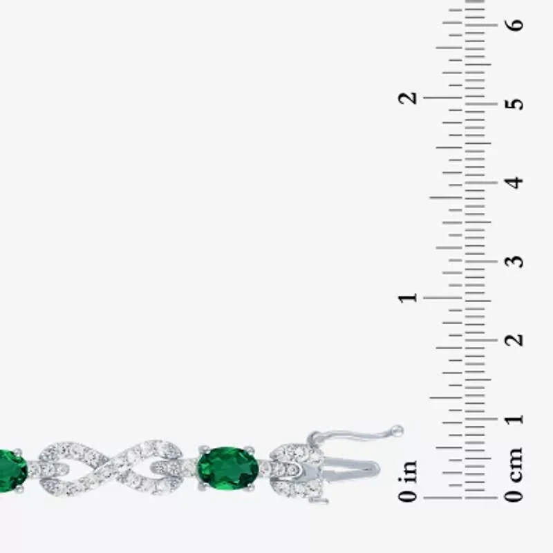 Gemstone Pure Silver Over Brass Infinity 7.5 Inch Tennis Bracelet