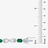 Gemstone Pure Silver Over Brass Infinity 7.5 Inch Tennis Bracelet