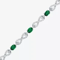 Gemstone Pure Silver Over Brass Infinity 7.5 Inch Tennis Bracelet