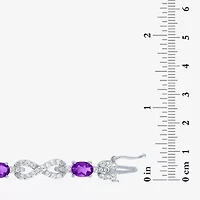 Gemstone Pure Silver Over Brass Infinity 7.5 Inch Tennis Bracelet