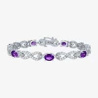 Gemstone Pure Silver Over Brass Infinity 7.5 Inch Tennis Bracelet