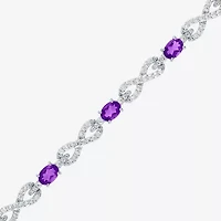 Gemstone Pure Silver Over Brass Infinity 7.5 Inch Tennis Bracelet