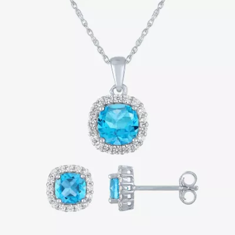Gemstone Pure Silver Over Brass 2-pc. Jewelry Set