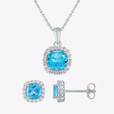 Gemstone Pure Silver Over Brass 2-pc. Jewelry Set