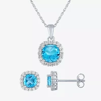 Gemstone Pure Silver Over Brass 2-pc. Jewelry Set