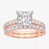 (H-I / SI1-SI2) Signature By Modern Bride Womens 2 CT.TW Lab Grown White Diamond 14K Gold Side Stone Bridal Set