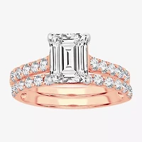 (H-I / SI1-SI2) Signature By Modern Bride Emerald Cut Womens 2 CT. T.W. Lab Grown White Diamond Bridal Set 14K Gold