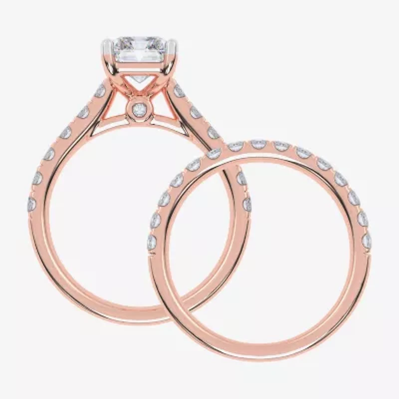 (G-H / Vs2-Si1) Womens 2 1/2 CT. T.W. Lab Grown White Diamond 14K Gold Side Stone Bridal Set