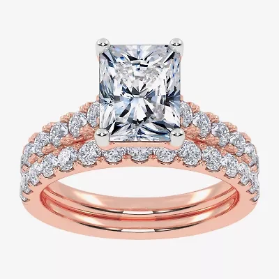 (G-H / Vs2-Si1) Womens 2 1/2 CT. T.W. Lab Grown White Diamond 14K Gold Side Stone Bridal Set