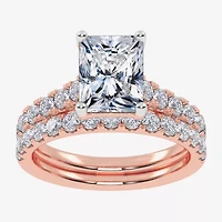 (G-H / Vs2-Si1) Womens 2 1/2 CT. T.W. Lab Grown White Diamond 14K Gold Side Stone Bridal Set