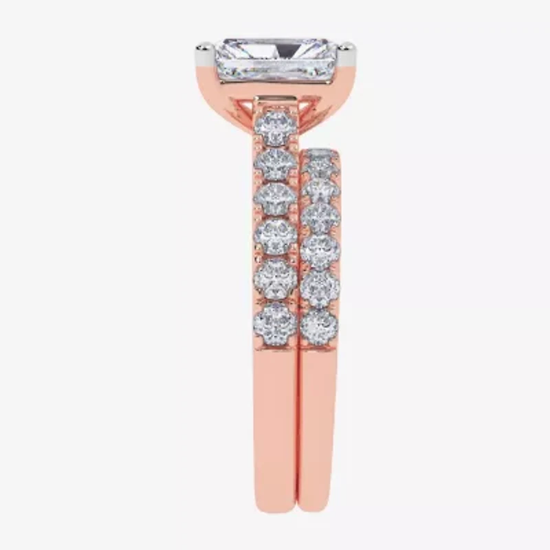 (G-H / Vs2-Si1) Womens 2 1/2 CT. T.W. Lab Grown White Diamond 14K Gold Side Stone Bridal Set