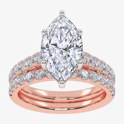 Signature By Modern Bride (G-H / Vs2-Si1) Womens 2 1/2 CT. T.W. Lab Grown White Diamond 14K Gold Marquise Side Stone Bridal Set