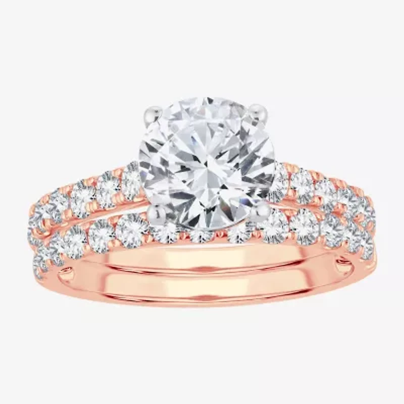 (H-I / SI1-SI2) Signature By Modern Bride Womens 2 1/2 CT. TW. Lab Grown White Diamond 14K Gold Round Bridal Set