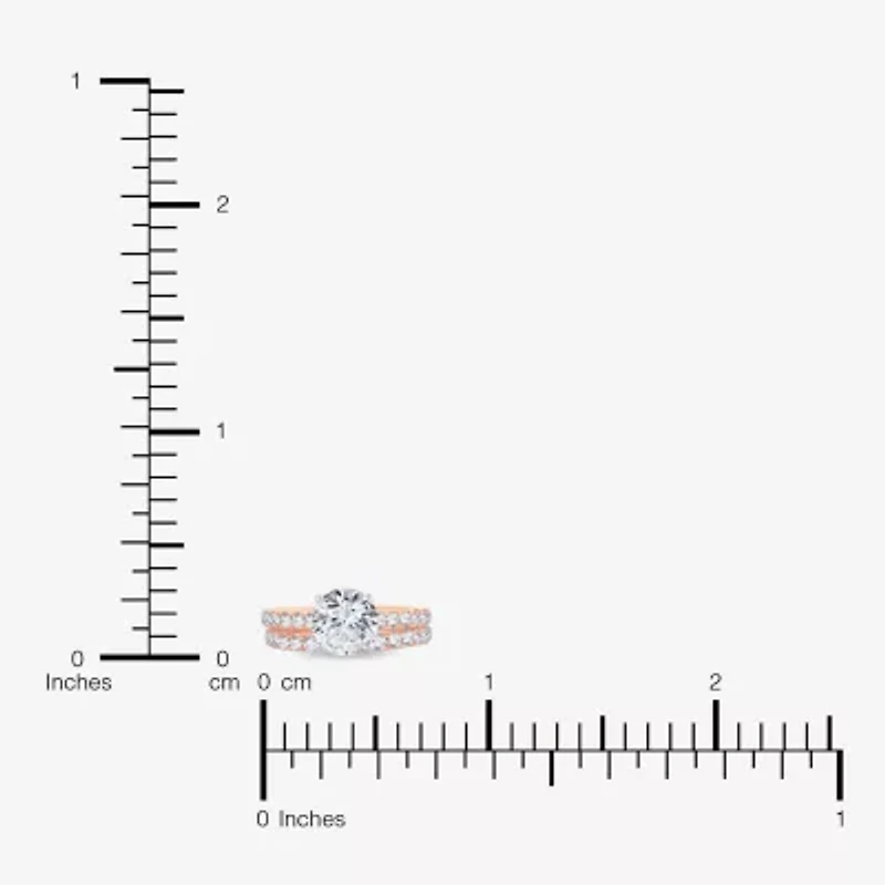 (H-I / SI1-SI2) Signature By Modern Bride Womens 2 1/2 CT. TW. Lab Grown White Diamond 14K Gold Round Bridal Set