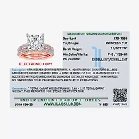 (H-I / SI1-SI2) Signature By Modern Bride Womens 2 1/2 CT. TW. Lab Grown White Diamond 14K Gold Princess Bridal Set