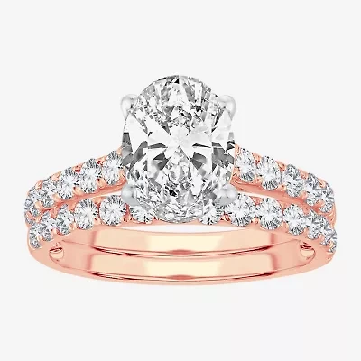 Signature By Modern Bride (H-I / Si1-Si2) Womens 2 CT. T.W. Lab Grown White Diamond 14K Gold Oval Bridal Set