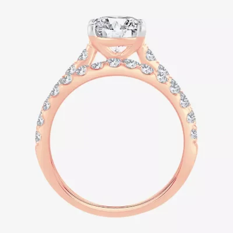 Signature By Modern Bride (F-G/ Vs2-Si1) Womens 2 1/2 CT. T.W. Lab Grown White Diamond 14K Gold Oval Side Stone Bridal Set
