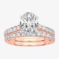 Signature By Modern Bride (F-G/ Vs2-Si1) Womens 2 1/2 CT. T.W. Lab Grown White Diamond 14K Gold Oval Side Stone Bridal Set