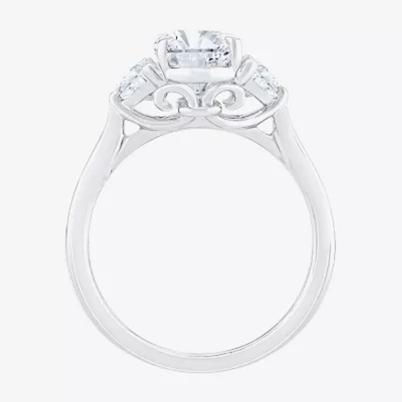 Signature By Modern Bride (F / Vs2) Womens 2 1/2 CT. T.W. Lab Grown White Diamond 10K Gold Oval 3-Stone Engagement Ring