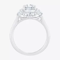 Signature By Modern Bride (F / Vs2) Womens 2 1/2 CT. T.W. Lab Grown White Diamond 10K Gold Oval 3-Stone Engagement Ring
