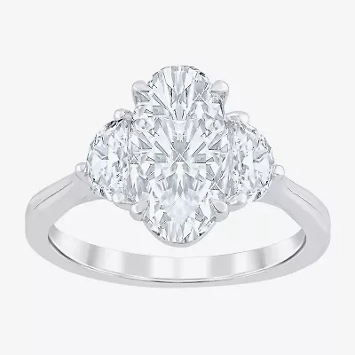 Signature By Modern Bride (F / Vs2) Womens 2 1/2 CT. T.W. Lab Grown White Diamond 10K Gold Oval 3-Stone Engagement Ring