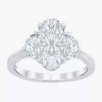 Signature By Modern Bride (F / Vs2) Womens 2 1/2 CT. T.W. Lab Grown White Diamond 10K Gold Oval 3-Stone Engagement Ring