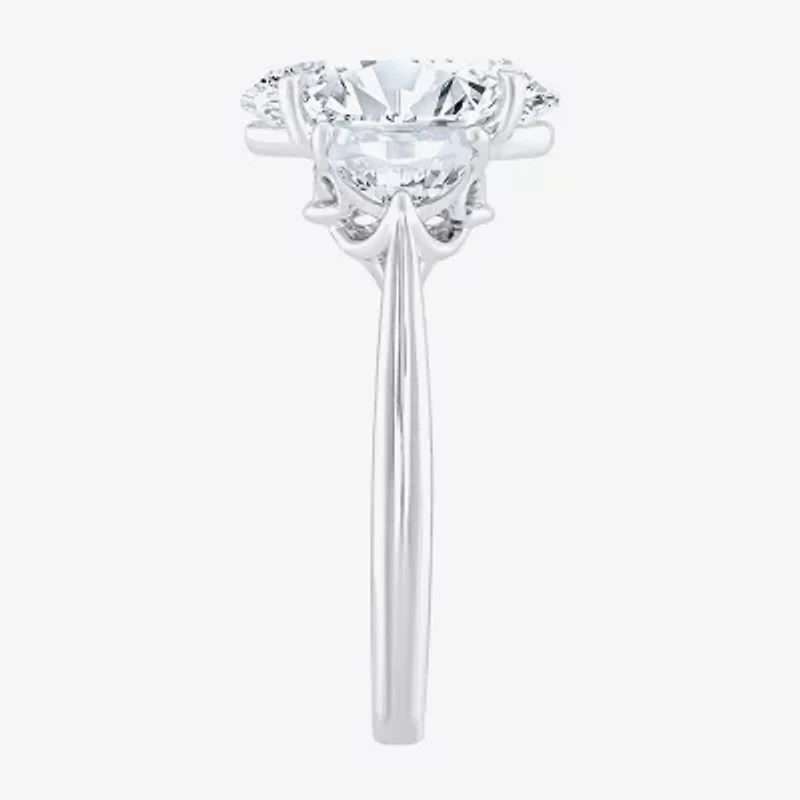 Signature By Modern Bride (F / Vs2) Womens 2 1/2 CT. T.W. Lab Grown White Diamond 10K Gold Oval 3-Stone Engagement Ring