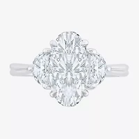 Signature By Modern Bride (F / Vs2) Womens 2 1/2 CT. T.W. Lab Grown White Diamond 10K Gold Oval 3-Stone Engagement Ring