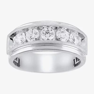 (H-I / I1) Mens 1 1/2 CT. T.W. Lab Grown White Diamond 10K Gold Wedding Band